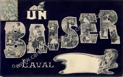 Carte postale ancienne Un baiser — Laval (Mayenne)