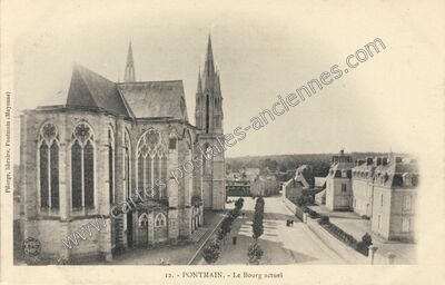 Carte postale ancienne Le Bourg actuel — Pontmain (Mayenne)