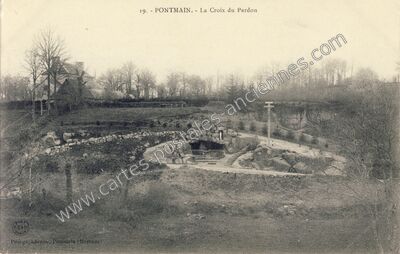 Carte postale ancienne La Croix du Pardon — Pontmain (Mayenne)