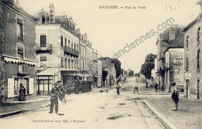Carte postale ancienne Rue de Paris — Mayenne (Mayenne)