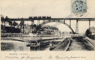 Carte postale ancienne Le Viaduc — Mayenne (Mayenne)