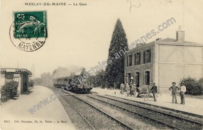 Carte postale ancienne La Gare — Meslay-du-Maine (Mayenne)