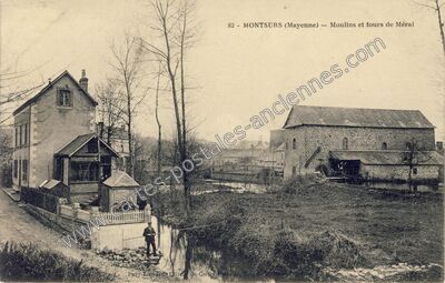 Carte postale ancienne Moulins et fours de Méral — Montsûrs (Mayenne)