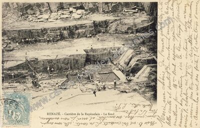 Carte postale ancienne Carrière de la Repénelais - Le fond — Renazé (Mayenne)