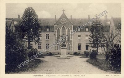 Carte postale ancienne Maison du Sacré-Cœur — Pontmain (Mayenne)