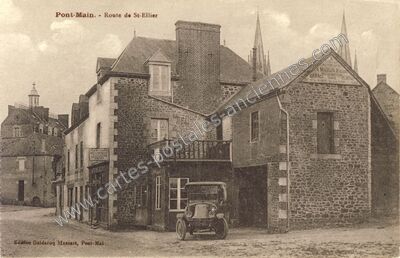 Carte postale ancienne Route de St-Ellier — Pontmain (Mayenne)