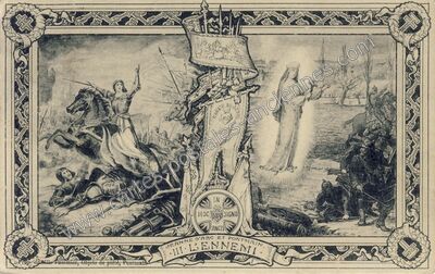 Carte postale ancienne Jeanne d'Arc et Pontmain. L'ennemi — Pontmain (Mayenne)