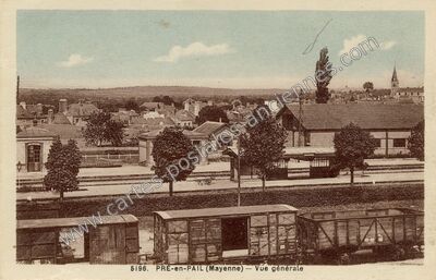 Carte postale ancienne Vue générale — Pré-en-Pail (Mayenne)