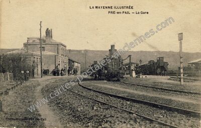 Carte postale ancienne La Gare — Pré-en-Pail (Mayenne)