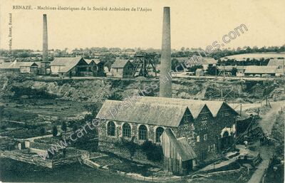 Carte postale ancienne Machines électriques de la Société Ardoisière de l'Anjou — Renazé (Mayenne)