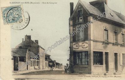 Carte postale ancienne Rue de Congrier — Saint-Aignan-sur-Roë (Mayenne)