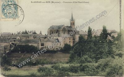 Carte postale ancienne Panorama (Côté Nord-Ouest) — Saint-Aignan-sur-Roë (Mayenne)
