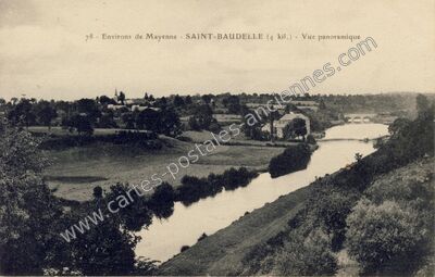 Carte postale ancienne Environs de Mayenne - Vue panoramique — Saint-Baudelle (Mayenne)