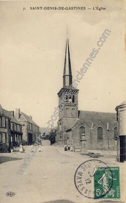 Carte postale ancienne L'Église — Saint-Denis-de-Gastines (Mayenne)