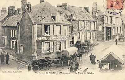 Carte postale ancienne Hôtel du Porche tenu par Chesnel — Saint-Denis-de-Gastines (Mayenne)