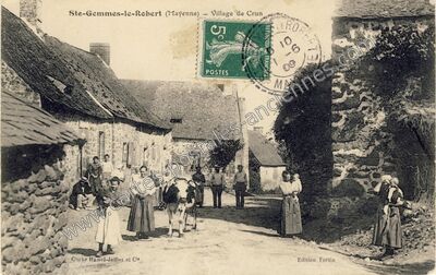Carte postale ancienne Village de Crun — Sainte-Gemmes-le-Robert (Mayenne)