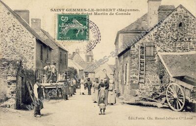 Carte postale ancienne Route de Saint Martin de Connée — Sainte-Gemmes-le-Robert (Mayenne)