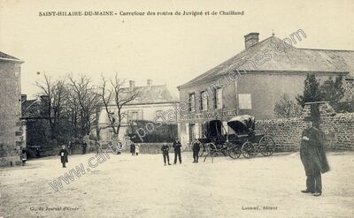 Carte postale ancienne Carrefour des routes de Juvigné et de Chailland — Saint-Hilaire-du-Maine (Mayenne)