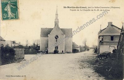 Carte postale ancienne Façade de la Chapelle de N.-D. de la Crue — Saint-Martin-du-Limet (Mayenne)