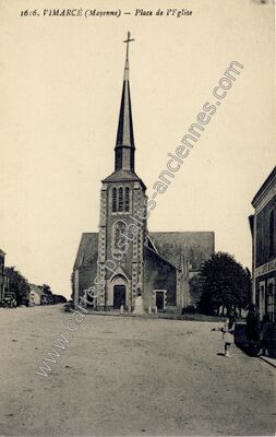 Carte postale ancienne Place de l'Eglise — Vimarcé (Mayenne)