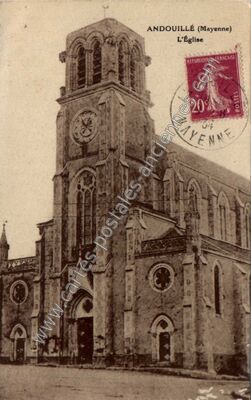 Carte postale ancienne L'Église — Andouillé (Mayenne)