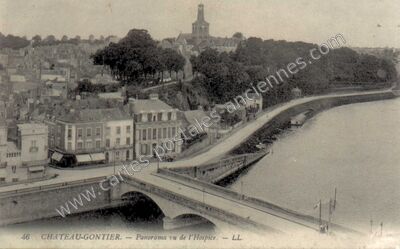 Carte postale ancienne Panorama vu de l'Hospice — Château-Gontier (Mayenne)