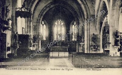 Carte postale ancienne Intérieur de l'Eglise — Villiers-en-Lieu (Haute-Marne)