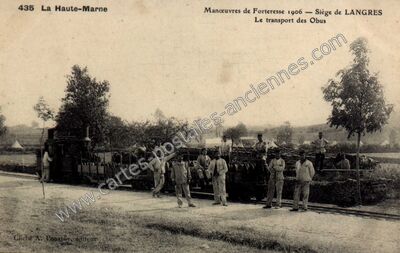 Carte postale ancienne Manœuvres de Forteresse 1906 — Siège de LANGRES Le transport des Obus — Langres (Haute-Marne)