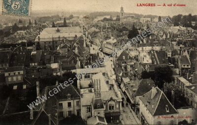 Carte postale ancienne À vol d'oiseau — Langres (Haute-Marne)