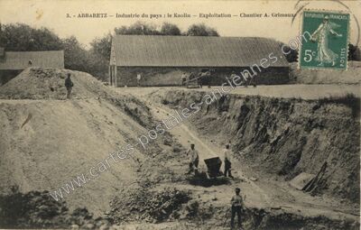 Carte postale ancienne Industrie du pays : le Kaolin — Exploitation — Chantier A. Grimaux — Abbaretz (Loire-Atlantique)