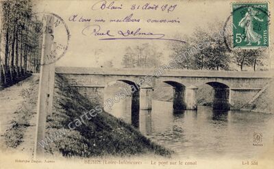 Carte postale ancienne Le pont sur le canal — Blain (Loire-Atlantique)