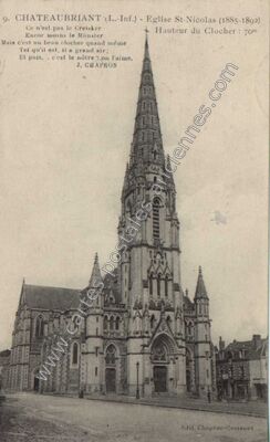 Carte postale ancienne Eglise St-Nicolas — Châteaubriant (Loire-Atlantique)