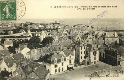 Carte postale ancienne Panorama vers la Jetée et la Rade pris du Clocher — Le Croisic (Loire-Atlantique)