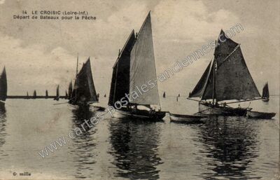 Carte postale ancienne Départ de Bateaux pour la Pêche — Le Croisic (Loire-Atlantique)