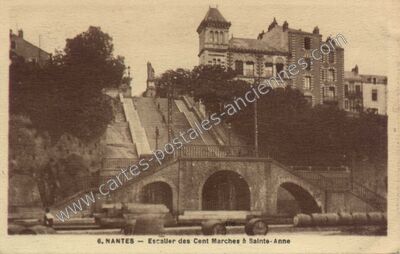 Carte postale ancienne Escallier des Cent Marches à Sainte-Anne — Nantes (Loire-Atlantique)