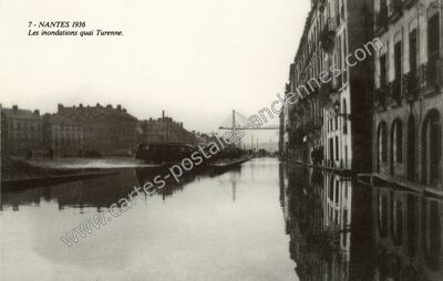 Carte postale ancienne Les inondations quai Turenne — Nantes (Loire-Atlantique)