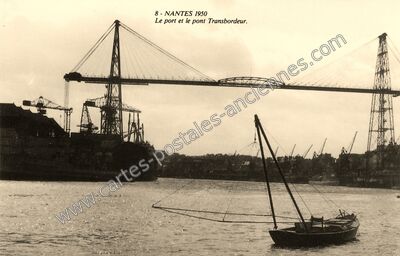 Carte postale ancienne Le port et le pont Transbordeur — Nantes (Loire-Atlantique)