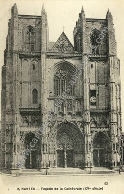 Carte postale ancienne Façade de la Cathédrale (XVe siècle) — Nantes (Loire-Atlantique)