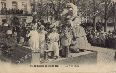 Carte postale ancienne Mi-Carême — La Vie Chère — Nantes (Loire-Atlantique)