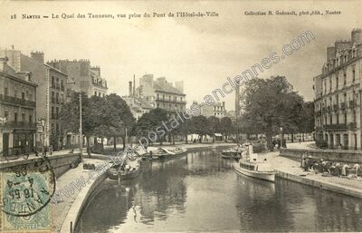 Carte postale ancienne Le Quai des Tanneurs, vue prise du Pont de l'Hôtel-de-Ville — Nantes (Loire-Atlantique)