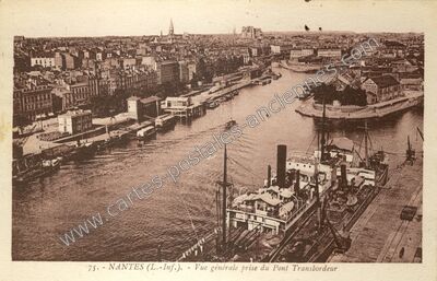 Carte postale ancienne Vue générale prise du Pont Transbordeur — Nantes (Loire-Atlantique)