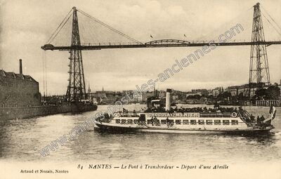 Carte postale ancienne Le Pont à Transbordeur - Départ d'une Abeille — Nantes (Loire-Atlantique)