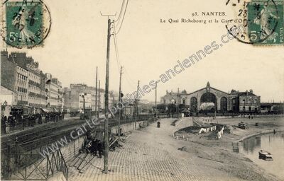 Carte postale ancienne Le Quai Richebourg et la Gare d'Orléans — Nantes (Loire-Atlantique)