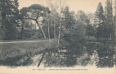 Carte postale ancienne Jardin des Plantes, vue prise des Grottes — Nantes (Loire-Atlantique)