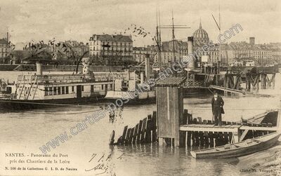 Carte postale ancienne Panorama du Port pris des Chantiers de la Loire — Nantes (Loire-Atlantique)