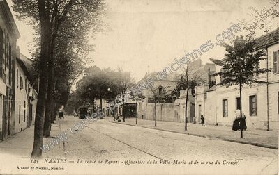 Carte postale ancienne La route de Rennes - (Quartier de la Villa-Maria et de la rue du Croizic) — Nantes (Loire-Atlantique)