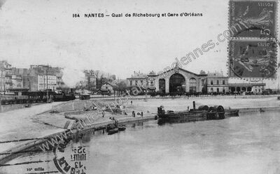 Carte postale ancienne Quai de Richebourg et Gare d'Orléans — Nantes (Loire-Atlantique)