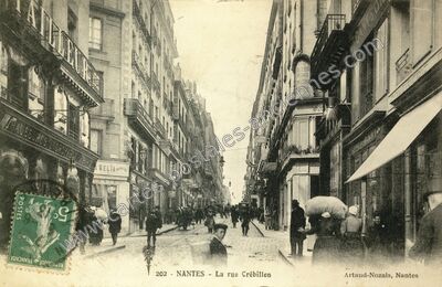 Carte postale ancienne La rue Crébillon — Nantes (Loire-Atlantique)