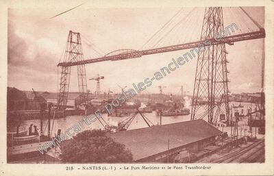 Carte postale ancienne Le Port Maritime et le Pont Transbordeur — Nantes (Loire-Atlantique)