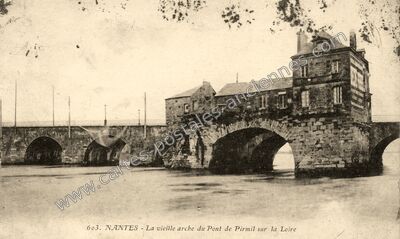 Carte postale ancienne La vieille arche du Pont de Pirmil sur la Loire — Nantes (Loire-Atlantique)
